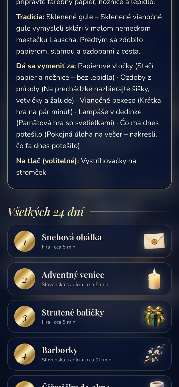 Plán na celý advent